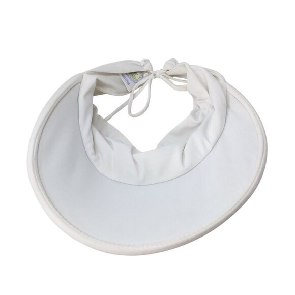 Wallaroo Aqua Visor Sun Hat Lycra Floating White Adjustable Tie Beach Stretch - Picture 6 of 8